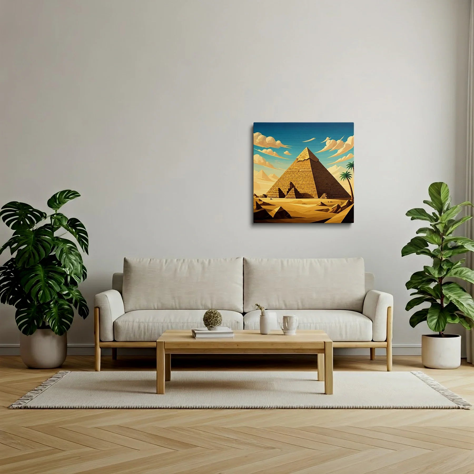 Tablou Modern - Piramidă Geometrică Cubistă - vedere living