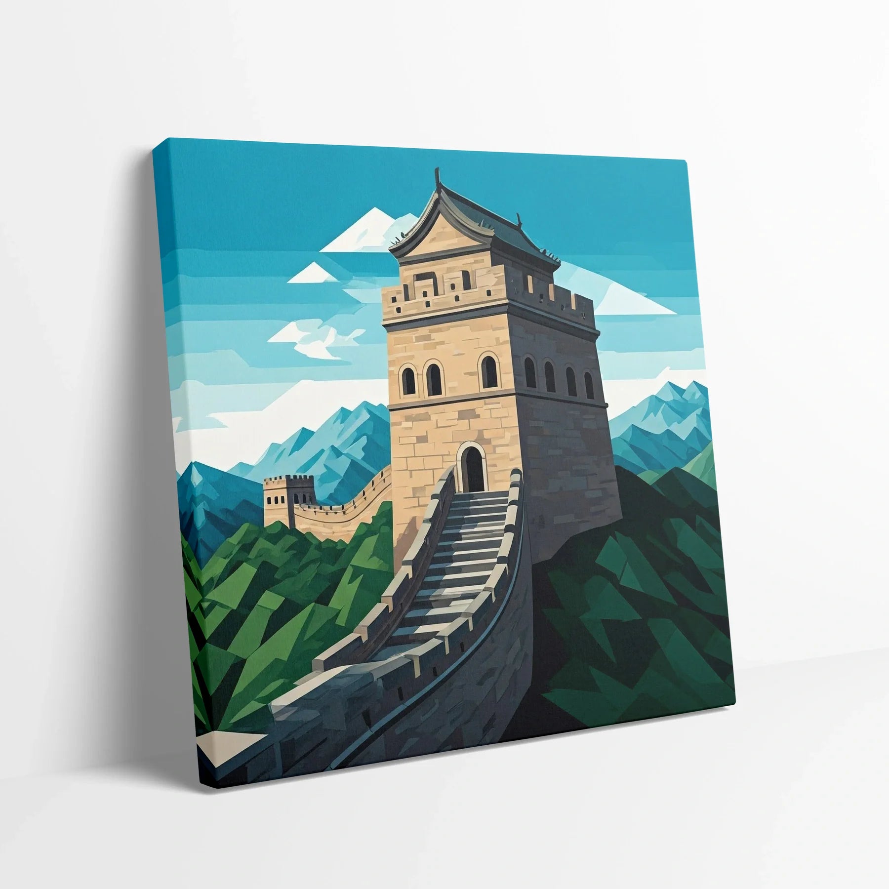 Tablou Modern - Peisaj Cubist Al Marelui Zid Chinezesc - vedere din lateral