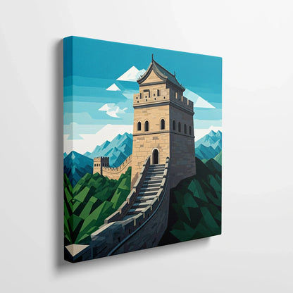 Tablou Modern - Peisaj Cubist Al Marelui Zid Chinezesc - vedere din lateral sprijinit perete