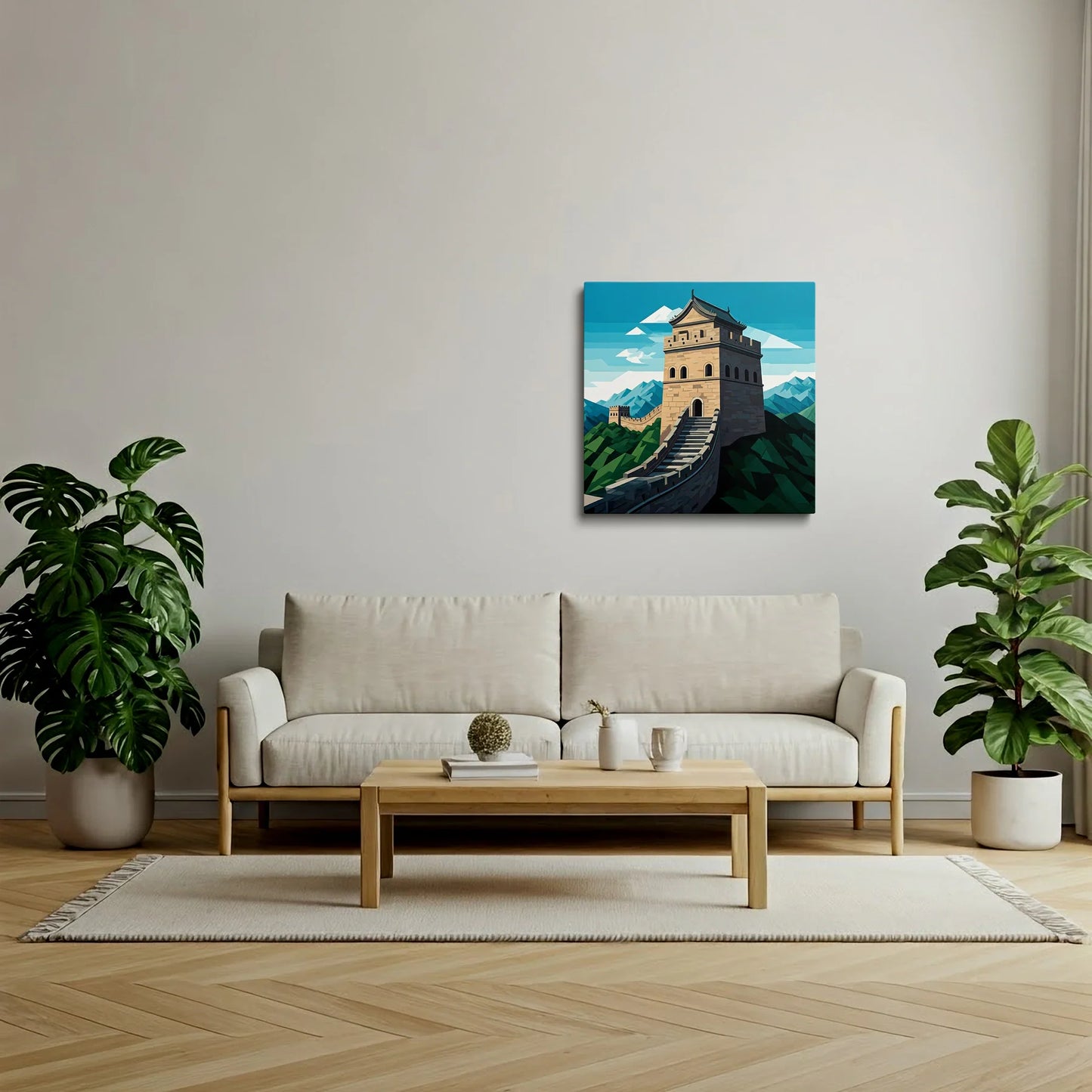 Tablou Modern - Peisaj Cubist Al Marelui Zid Chinezesc - vedere living