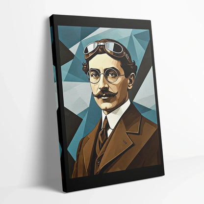 Tablou Modern - Portret Cubist cu Geometrie Expresivă - vedere din lateral sprijinit perete