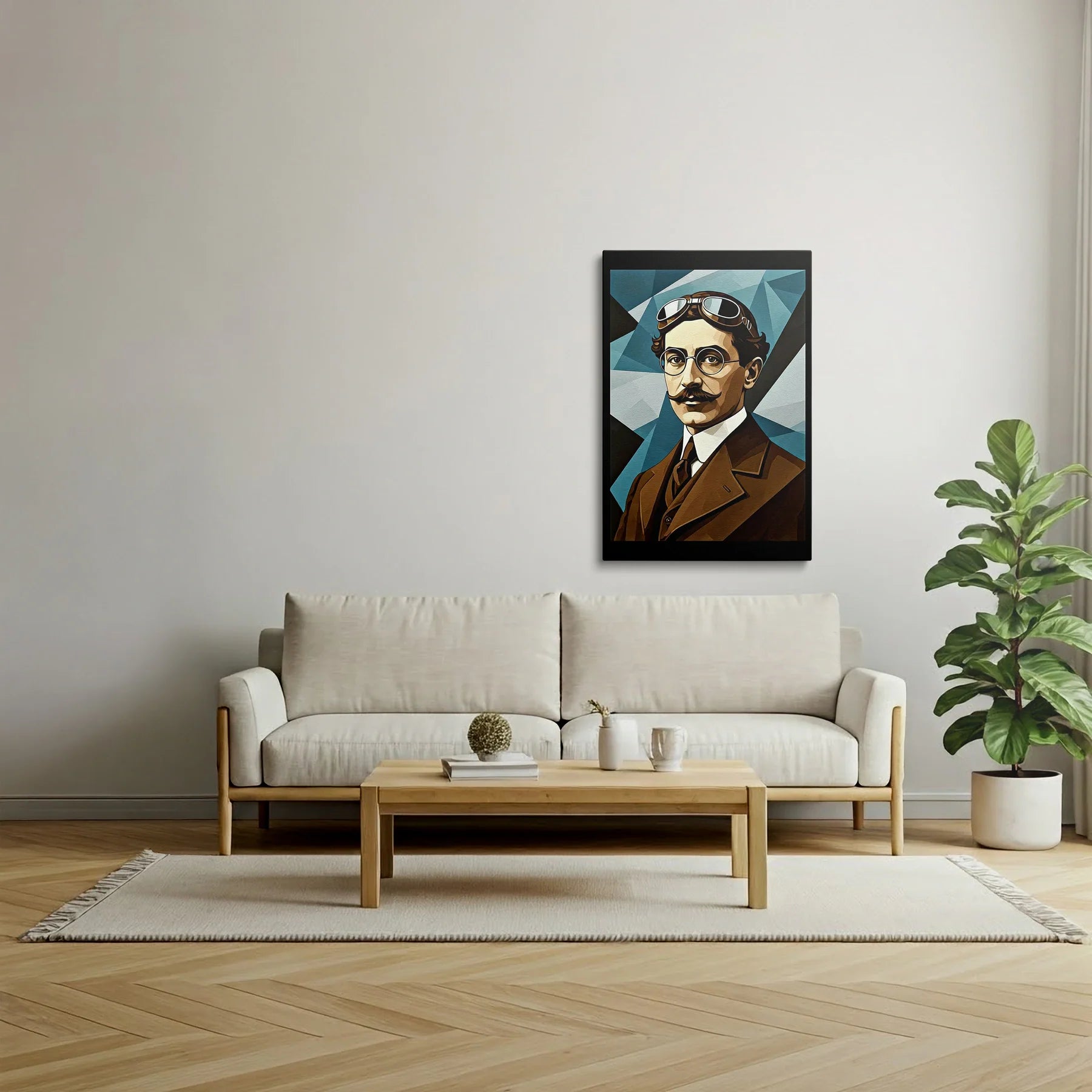 Tablou Modern - Portret Cubist cu Geometrie Expresivă - vedere living
