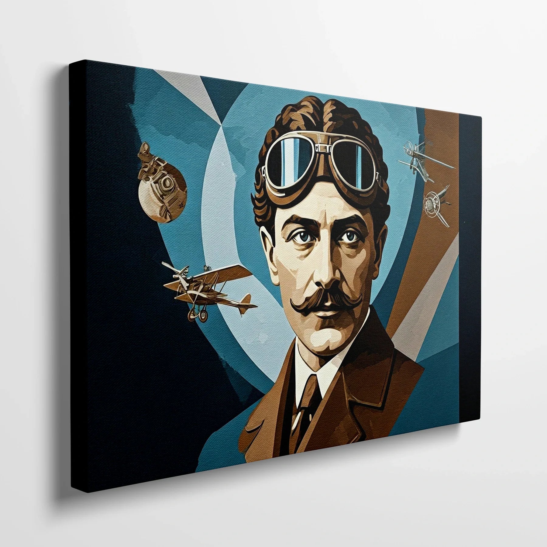 Tablou Modern - Portret Cubist cu Influențe Aeronautice - vedere din lateral