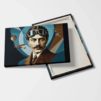 Tablou Modern - Portret Cubist cu Influențe Aeronautice - vedere fata verso