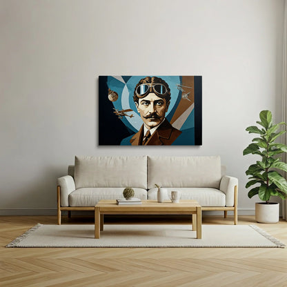 Tablou Modern - Portret Cubist cu Influențe Aeronautice - vedere living