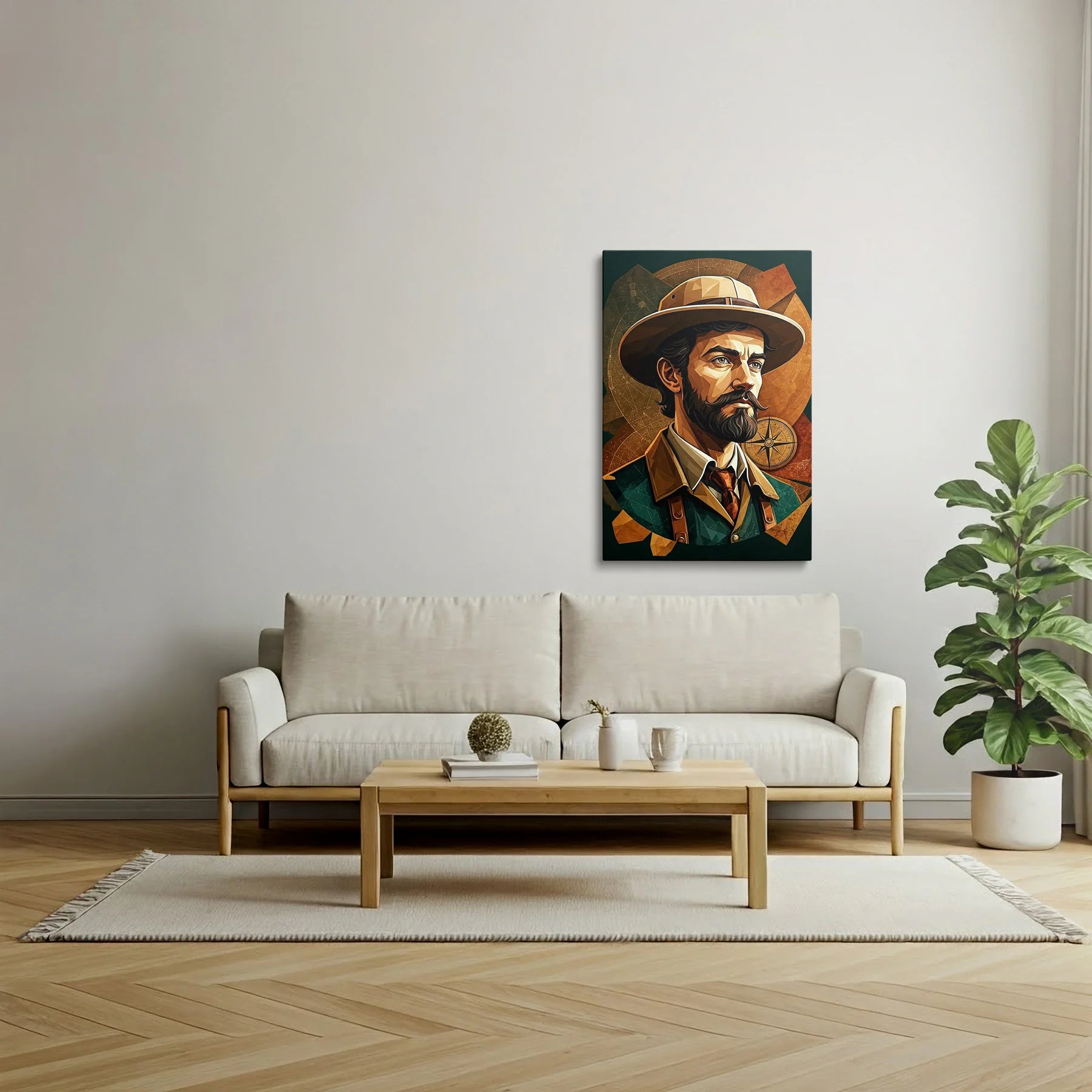 Tablou Modern - Portret Cubist Colorat Al Lui Marco Polo - vedere living