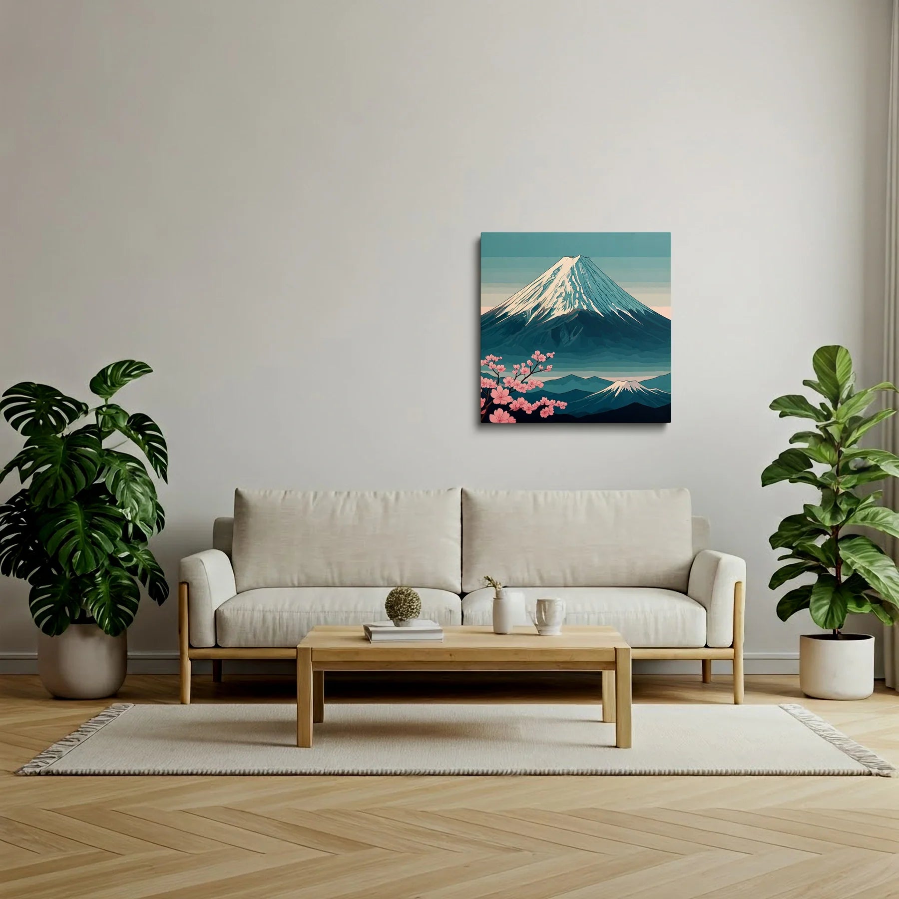 Tablou Modern - Portret Geometric Al Muntelui Fuji - vedere living