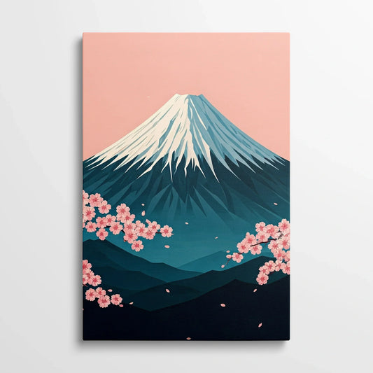 Tablou Modern - Peisaj Geometric cu Muntele Fuji - vedere din fata