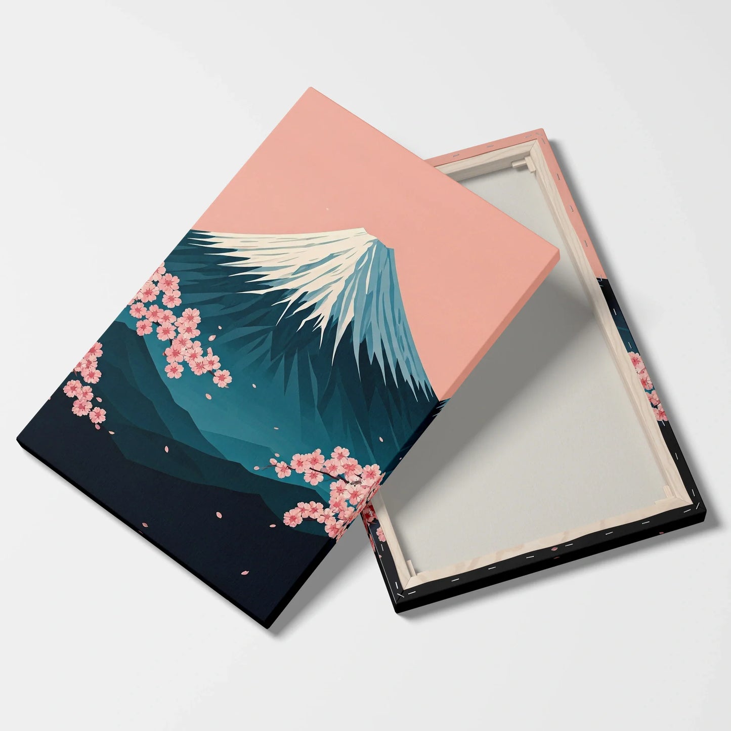 Tablou Modern - Peisaj Geometric cu Muntele Fuji - vedere fata verso