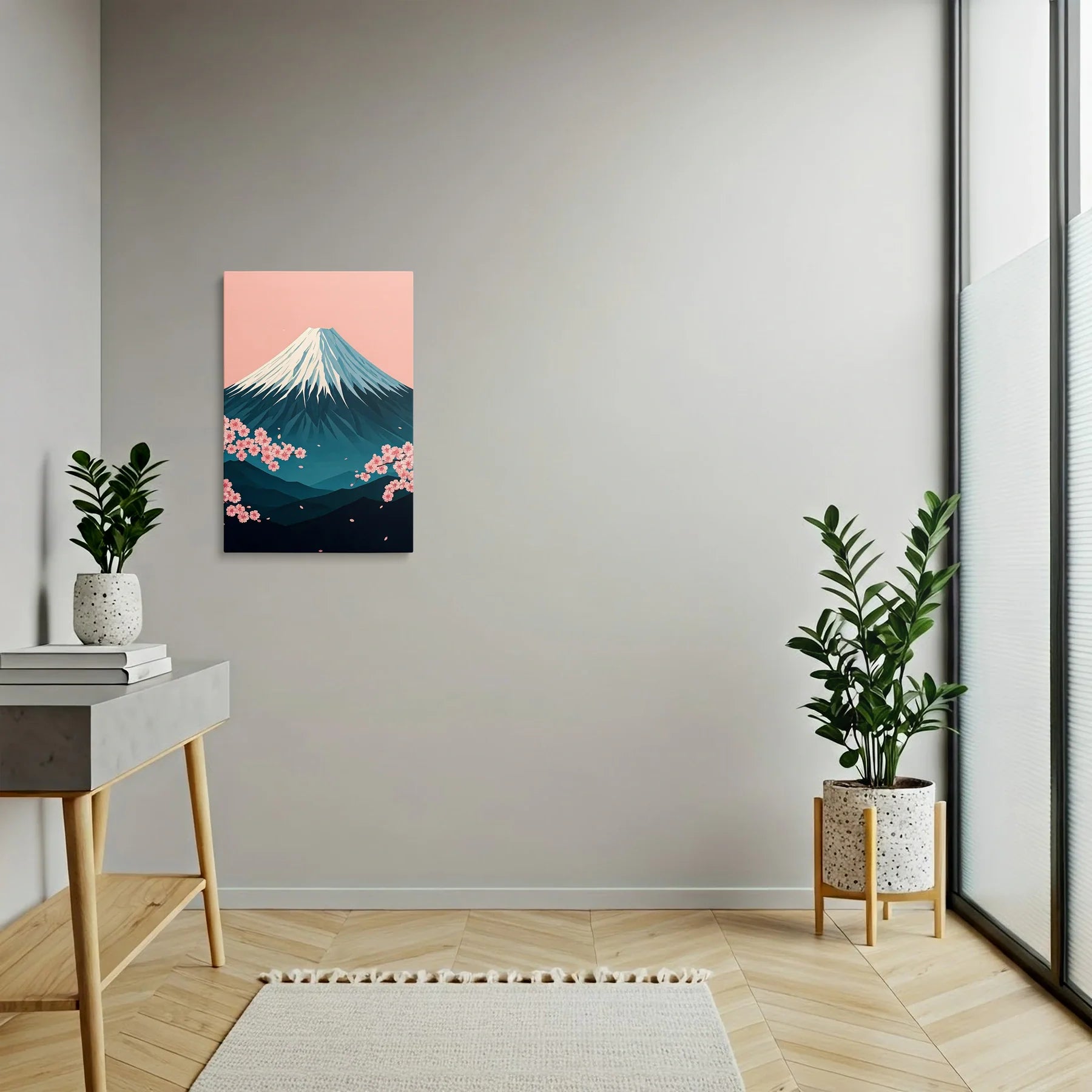 Tablou Modern - Peisaj Geometric cu Muntele Fuji - vedere hol