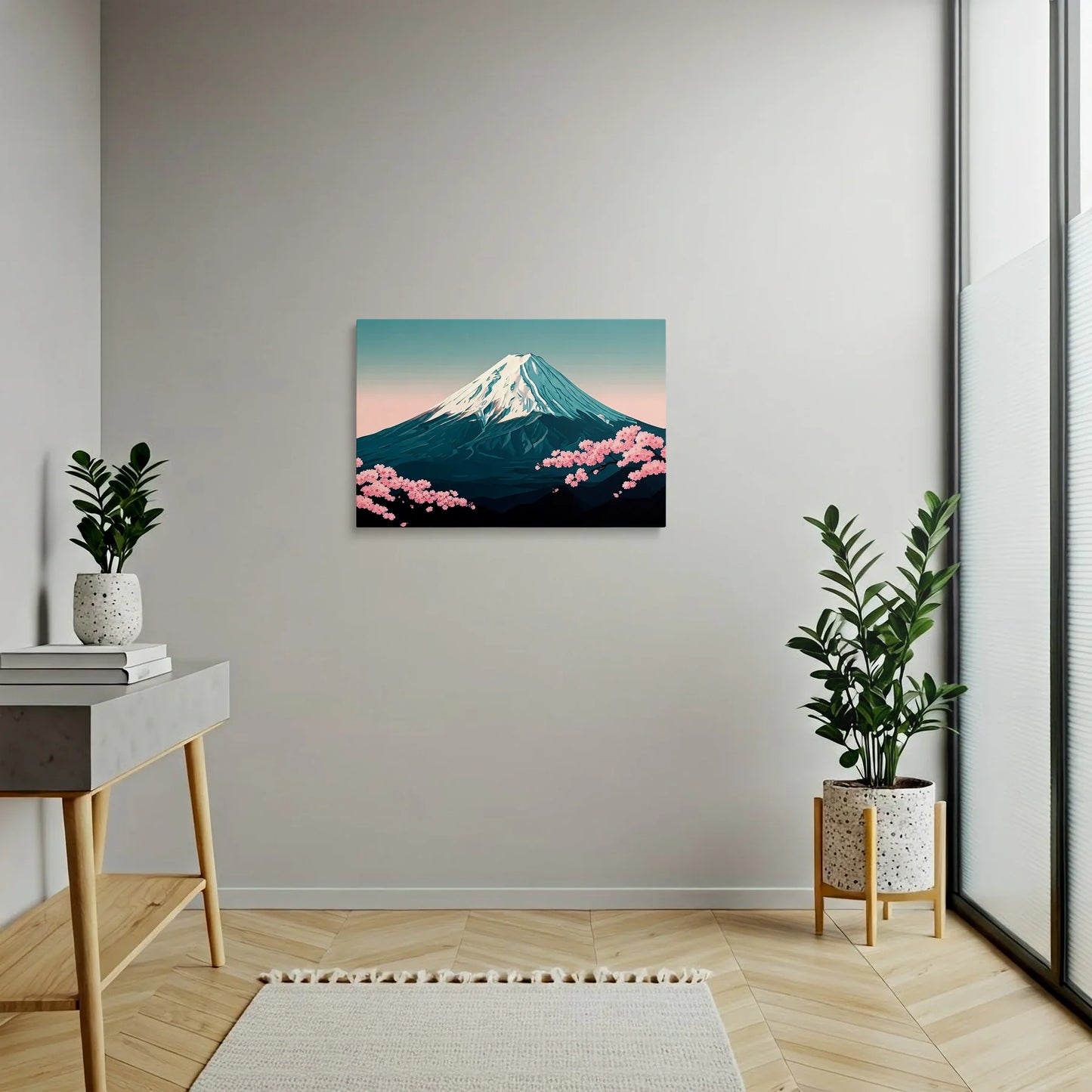 Tablou Modern - Muntele Fuji în Nuanțe Geometrice - vedere hol