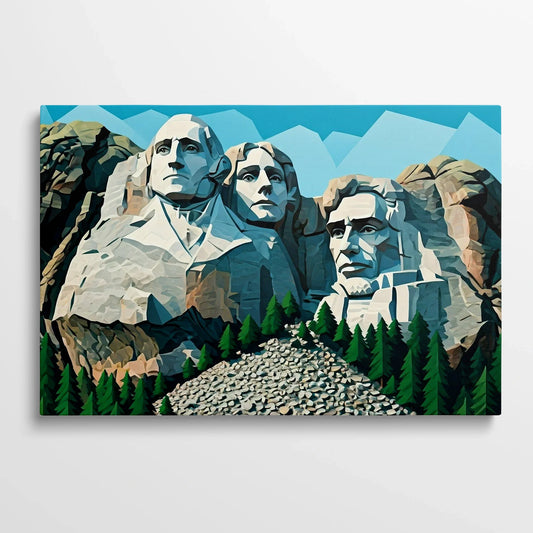 Tablou Modern - Portret Geometric Inspirat de Mount Rushmore - vedere din fata