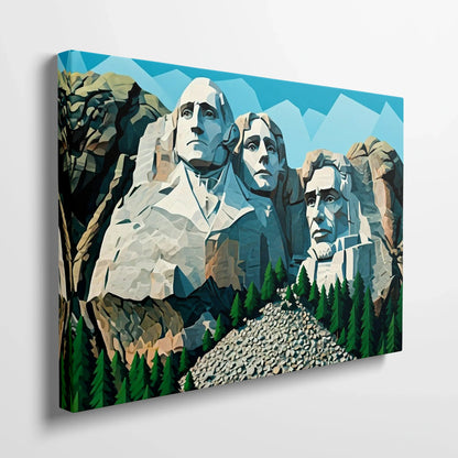 Tablou Modern - Portret Geometric Inspirat de Mount Rushmore - vedere din lateral