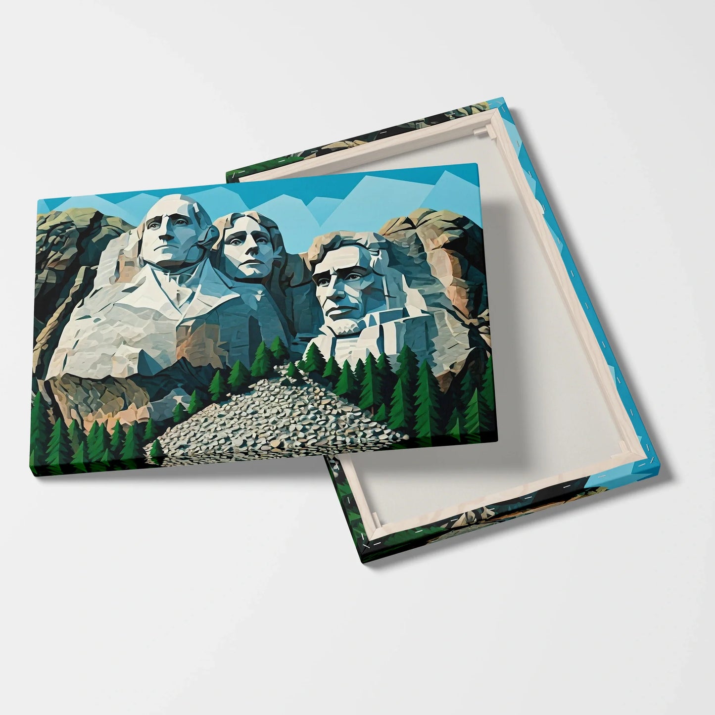 Tablou Modern - Portret Geometric Inspirat de Mount Rushmore - vedere fata verso