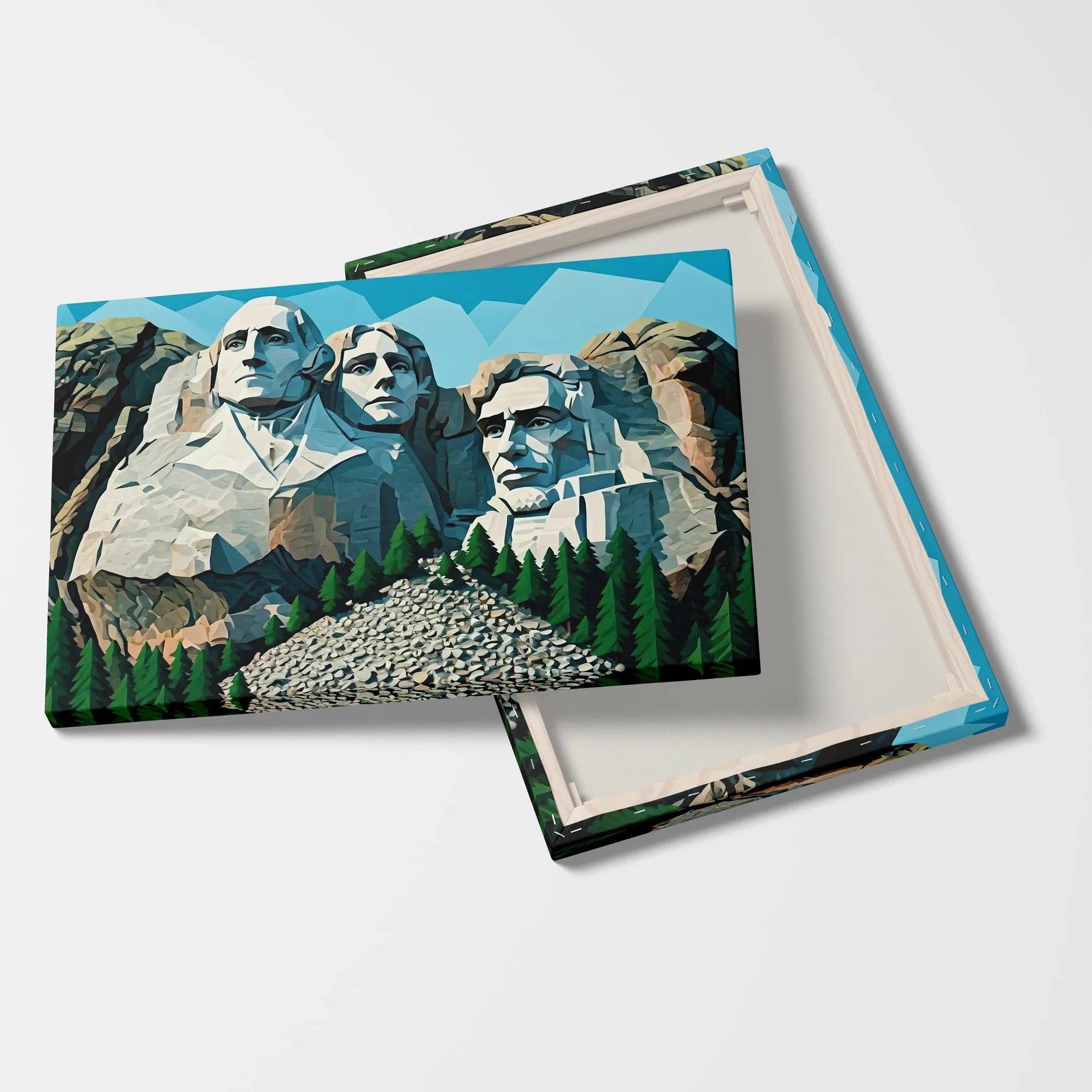 Tablou Modern - Portret Geometric Inspirat de Mount Rushmore - vedere fata verso