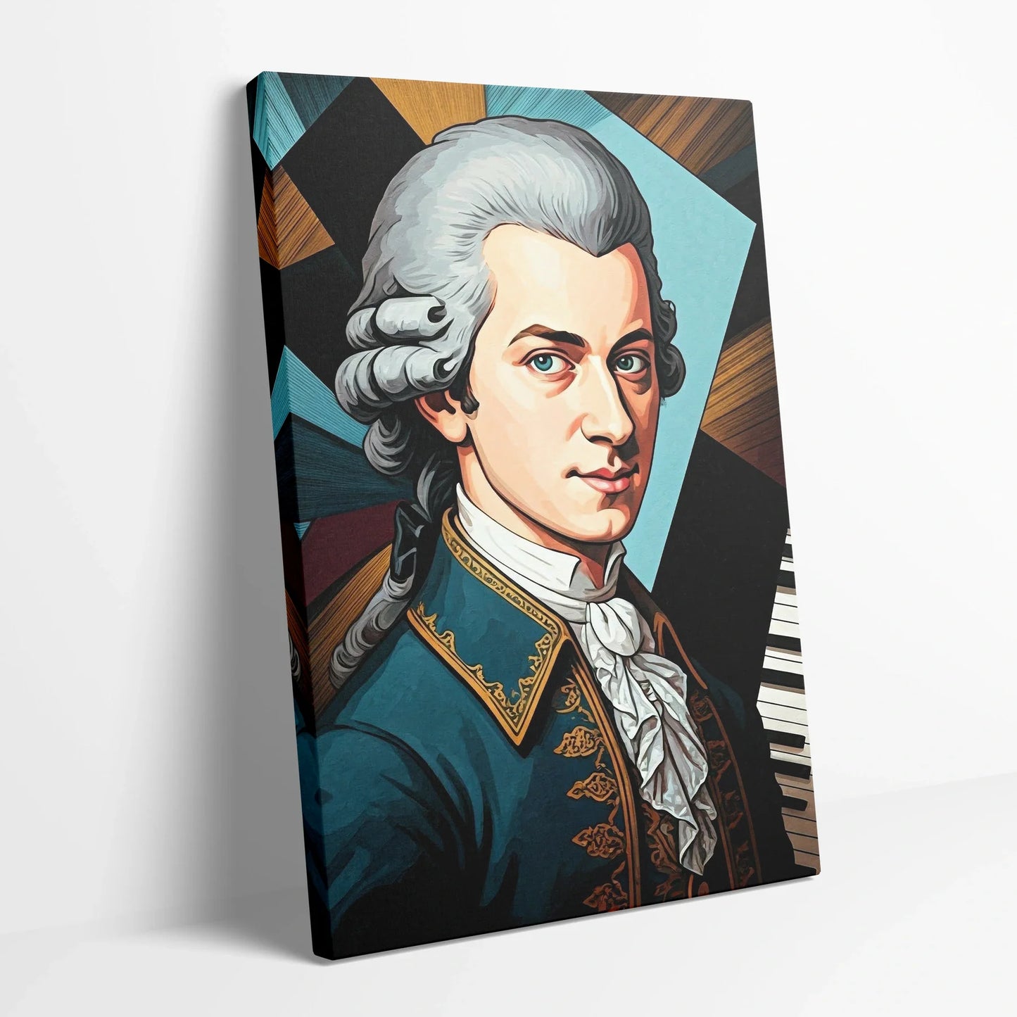 Tablou Modern - Portret Cubist Al Lui Mozart 2 - vedere din lateral sprijinit perete