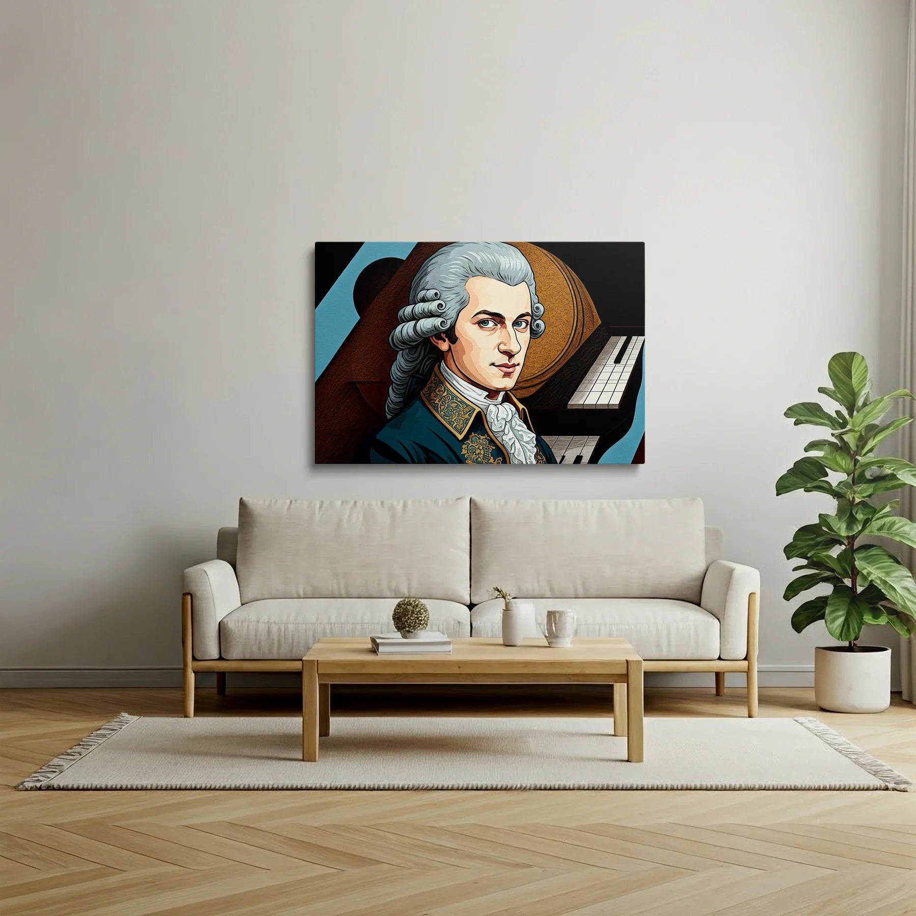 Tablou Modern - Portret Cubist Geometric Mozart - vedere living