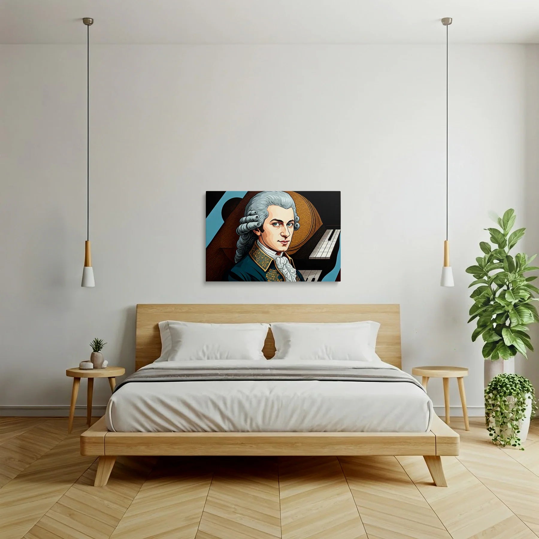 Tablou Modern - Portret Cubist Geometric Mozart - vedere dormitor
