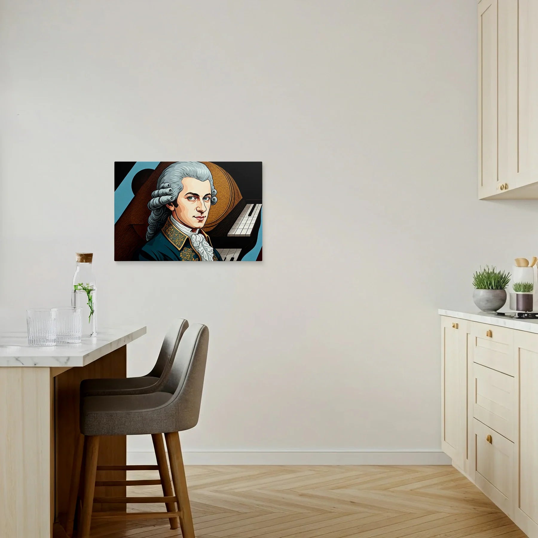 Tablou Modern - Portret Cubist Geometric Mozart - vedere bucatarie