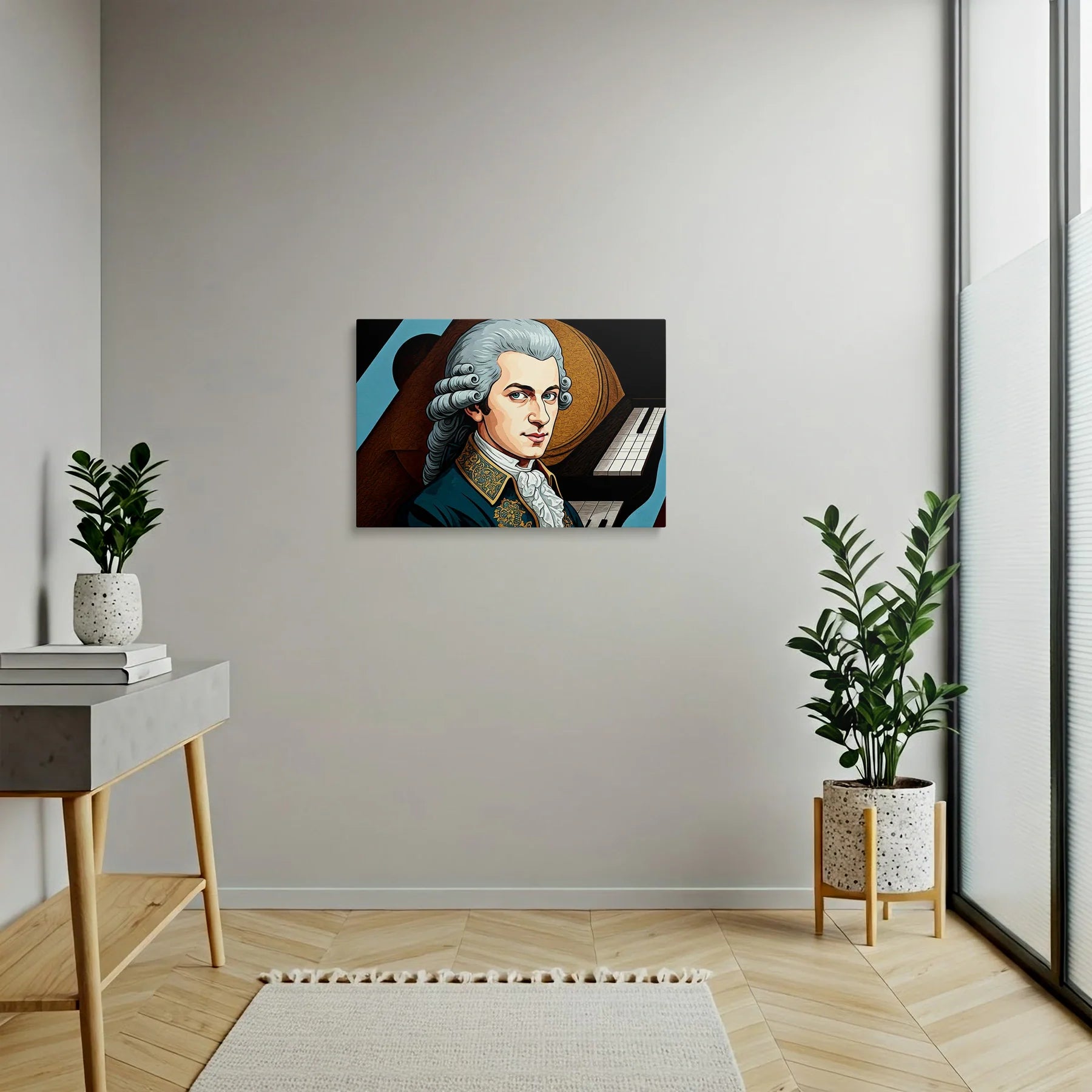 Tablou Modern - Portret Cubist Geometric Mozart - vedere hol