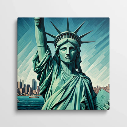 Tabloul Modern - Statue Of Liberty Geometric Art - vedere din fata