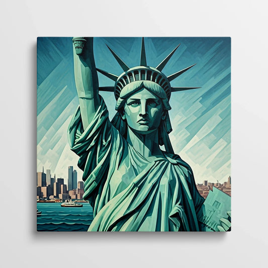 Tabloul Modern - Statue Of Liberty Geometric Art - vedere din fata