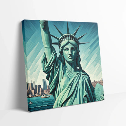 Tabloul Modern - Statue Of Liberty Geometric Art - vedere din lateral