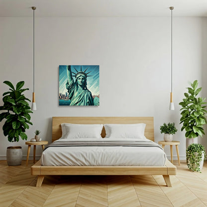 Tabloul Modern - Statue Of Liberty Geometric Art - vedere dormitor
