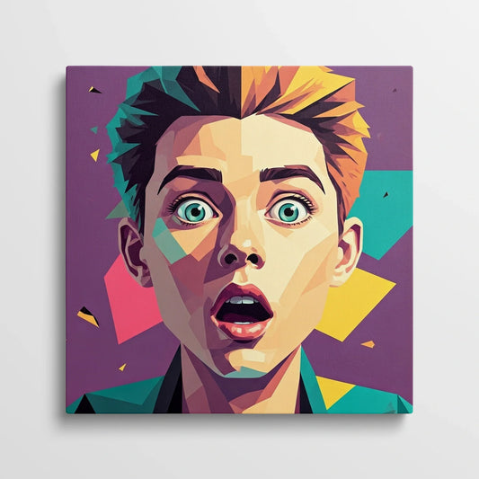 Tablou Modern - Portret Geometric cu Emoții Intense - vedere din fata
