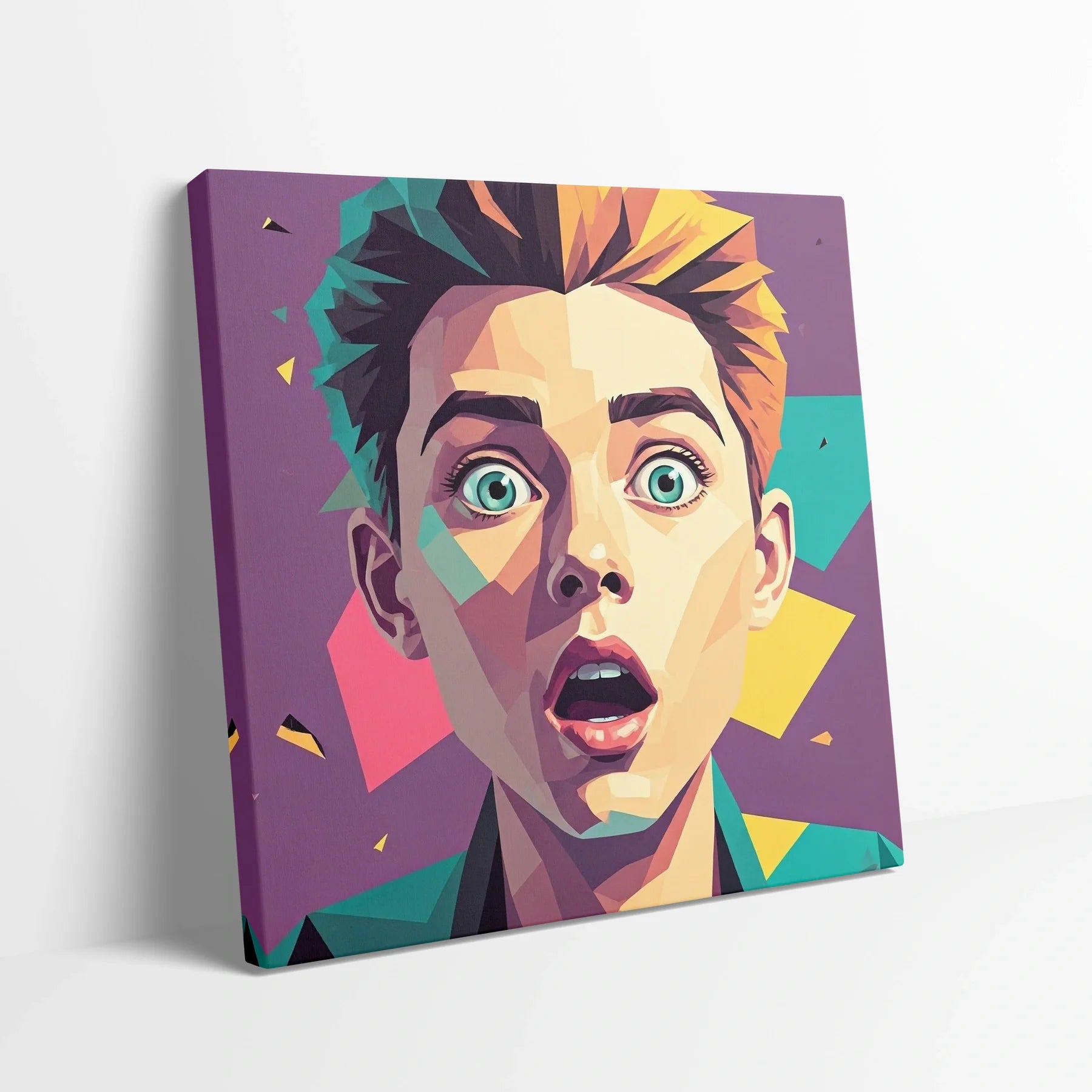 Tablou Modern - Portret Geometric cu Emoții Intense - vedere din lateral