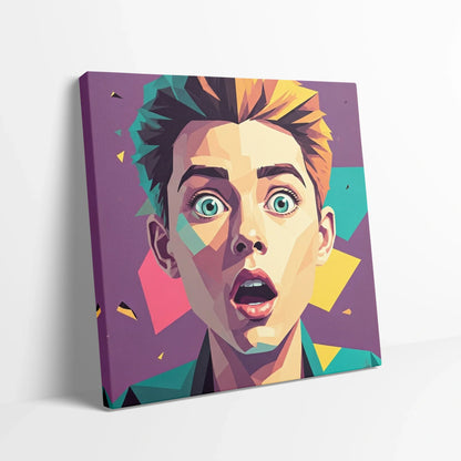 Tablou Modern - Portret Geometric cu Emoții Intense - vedere din lateral