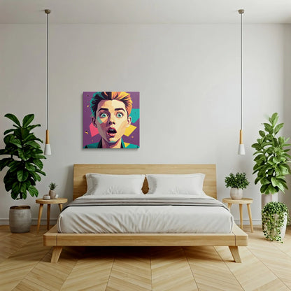 Tablou Modern - Portret Geometric cu Emoții Intense - vedere dormitor