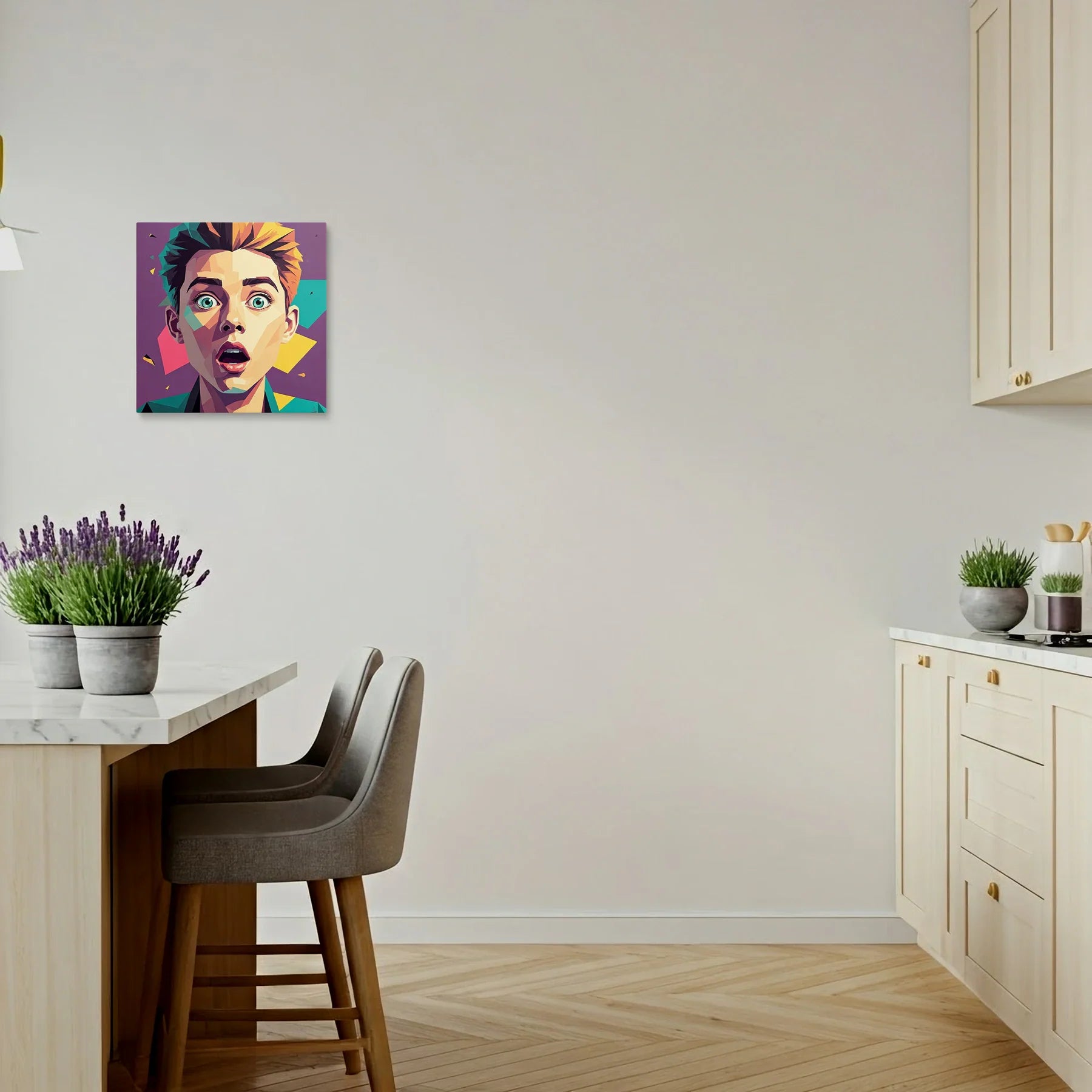Tablou Modern - Portret Geometric cu Emoții Intense - vedere bucatarie