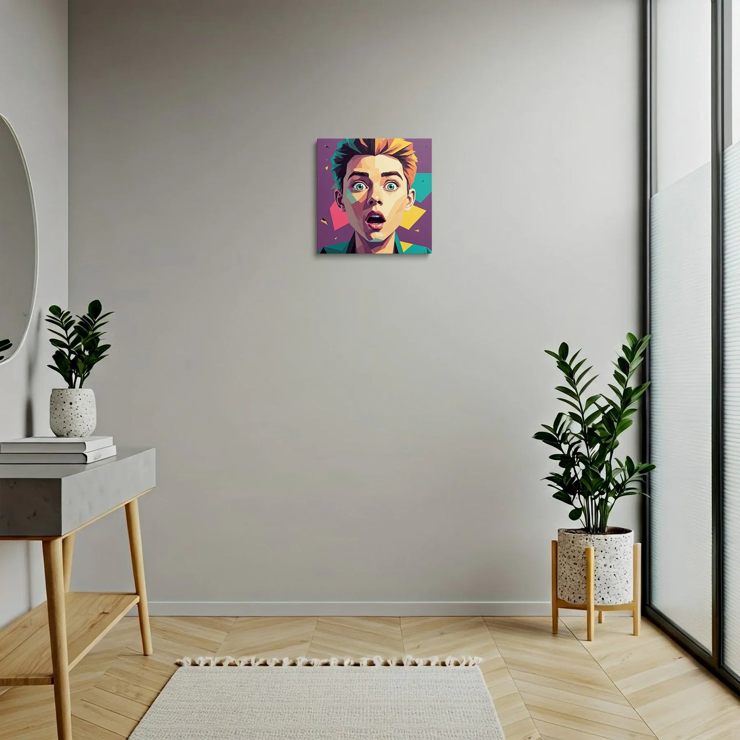 Tablou Modern - Portret Geometric cu Emoții Intense - vedere hol