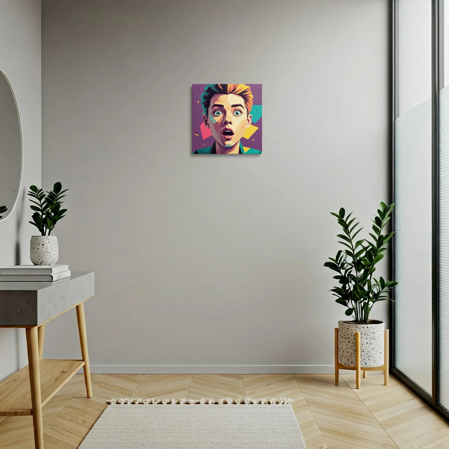 Tablou Modern - Portret Geometric cu Emoții Intense - vedere hol