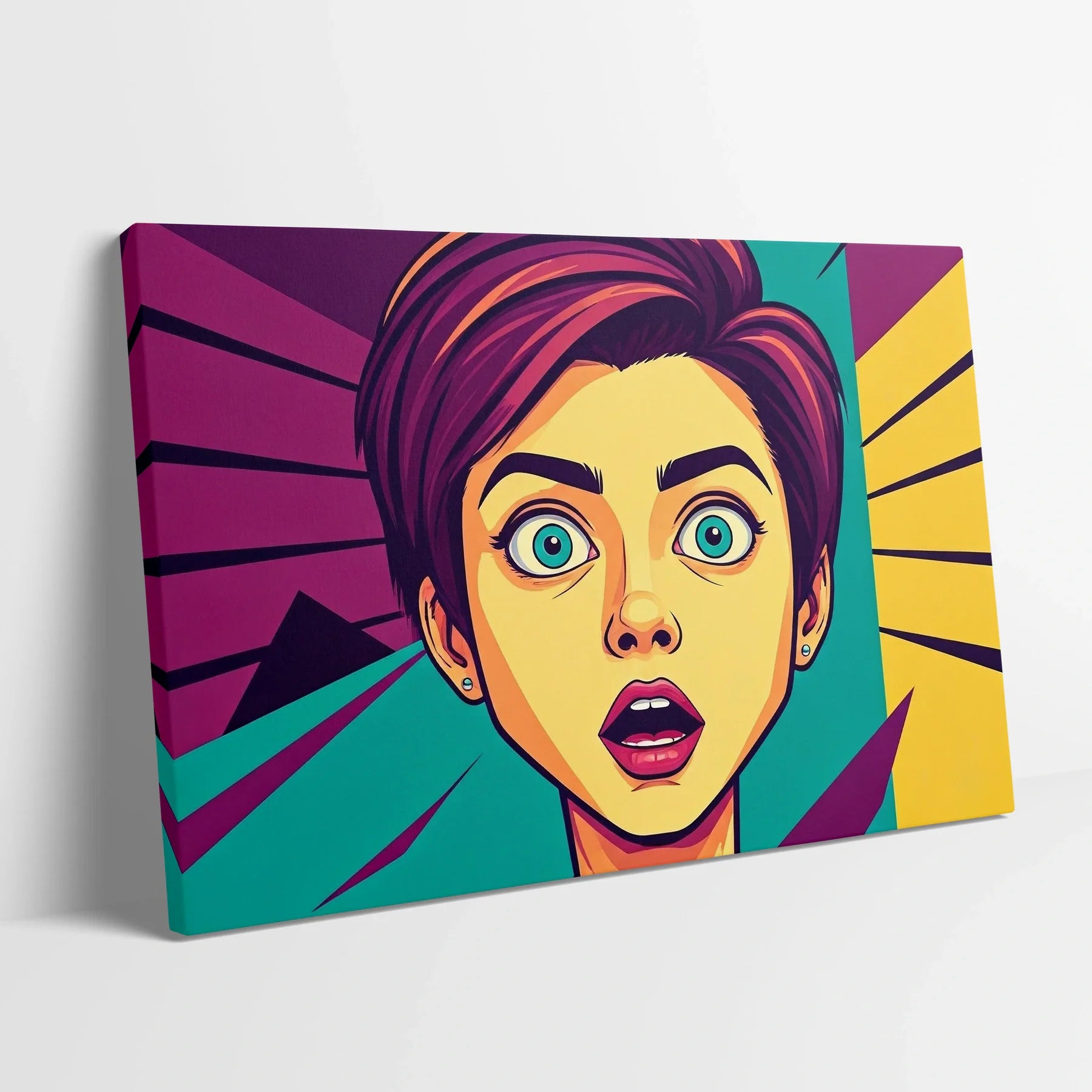 Tablou Modern - Portret Geometric Colorat 2 - vedere din lateral sprijinit perete
