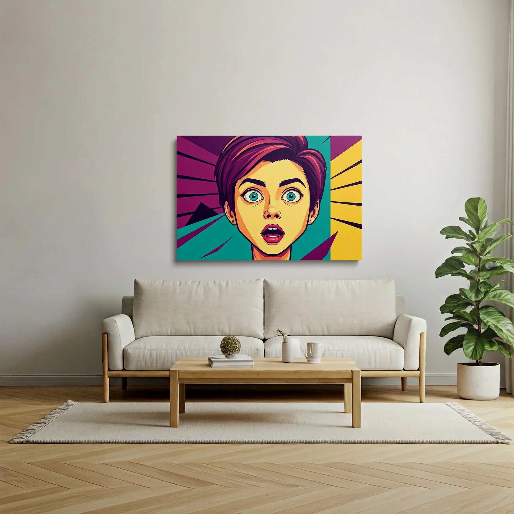 Tablou Modern - Portret Geometric Colorat 2 - vedere living
