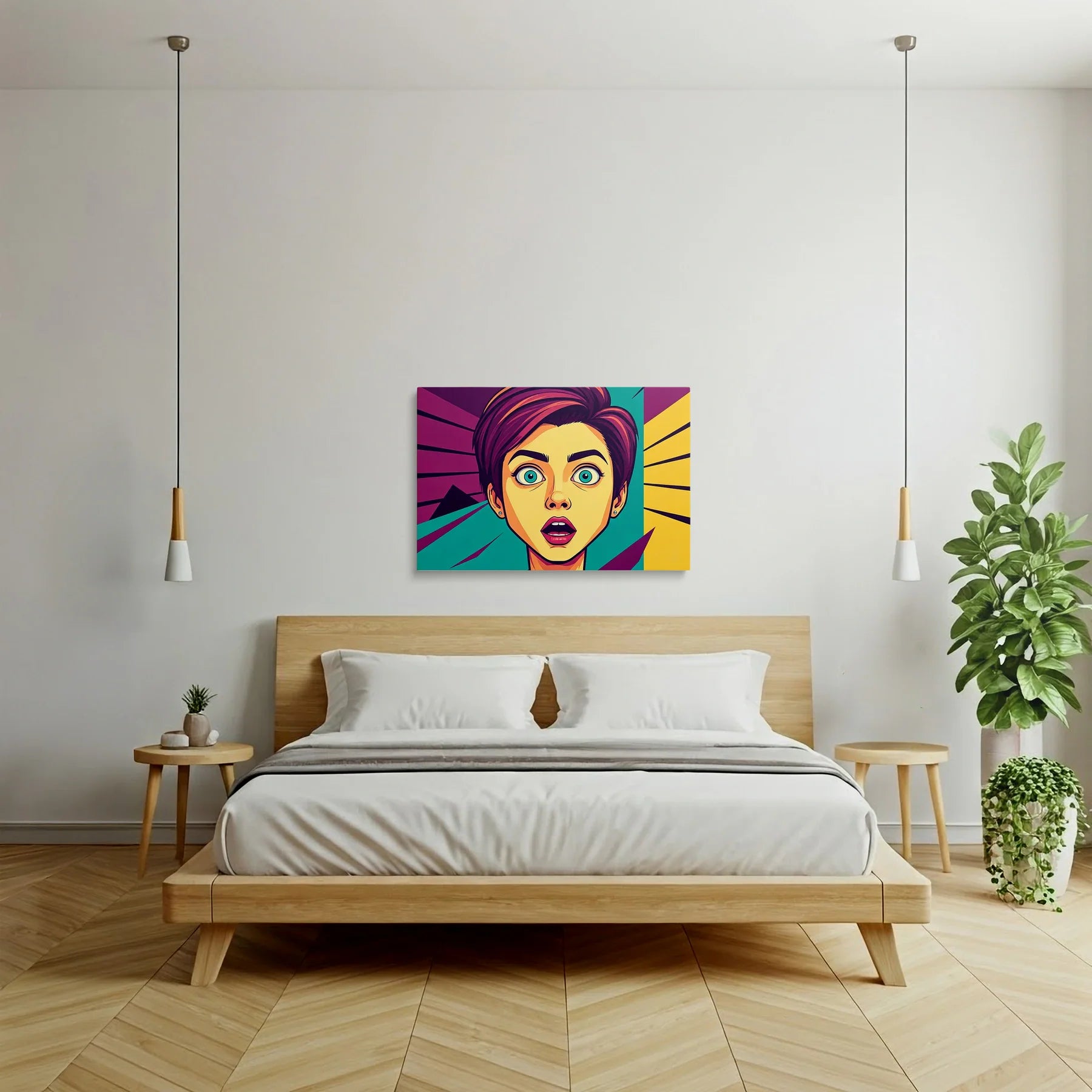 Tablou Modern - Portret Geometric Colorat 2 - vedere dormitor