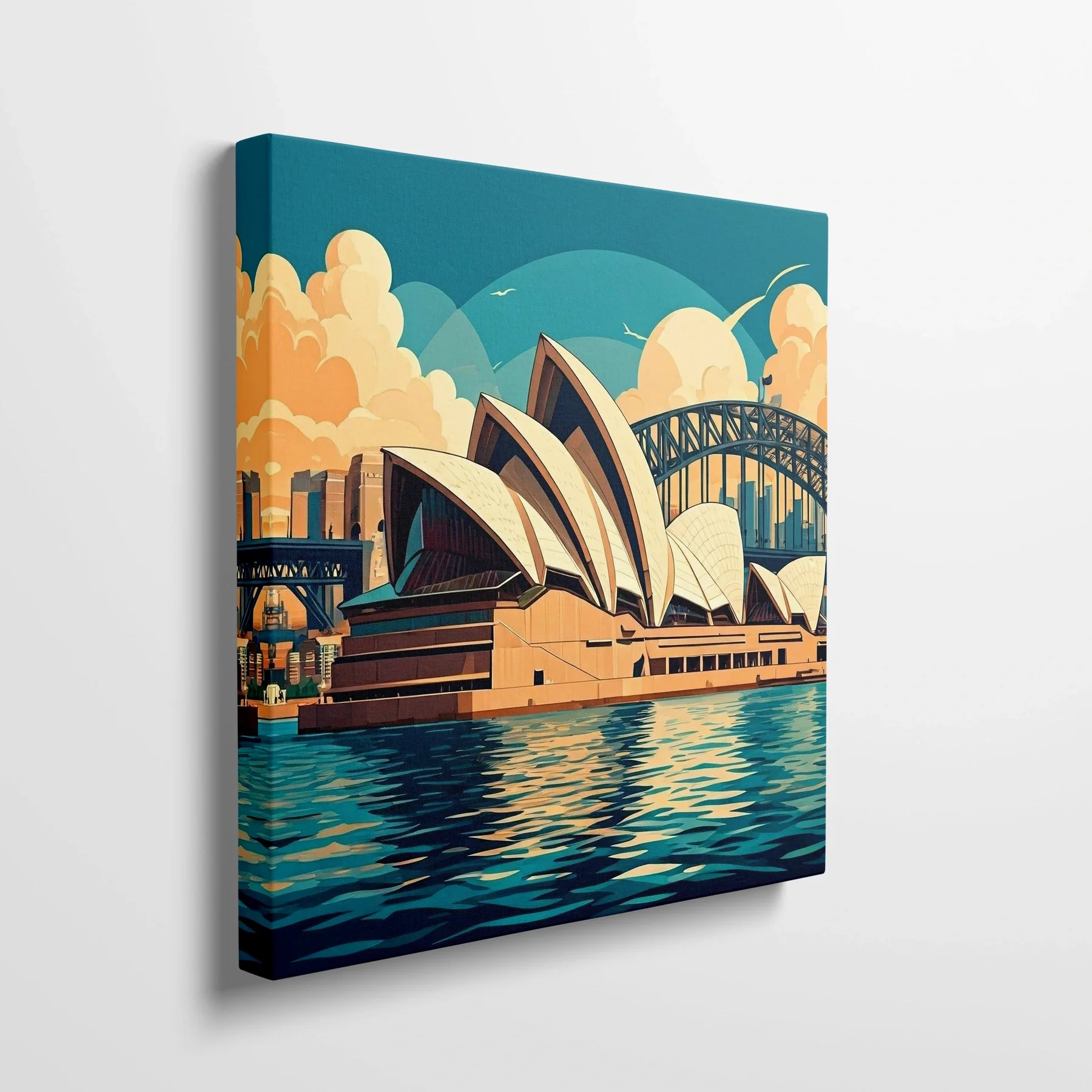 Tablou Modern - Portret Geometric Al Operei Din Sydney - vedere din lateral sprijinit perete