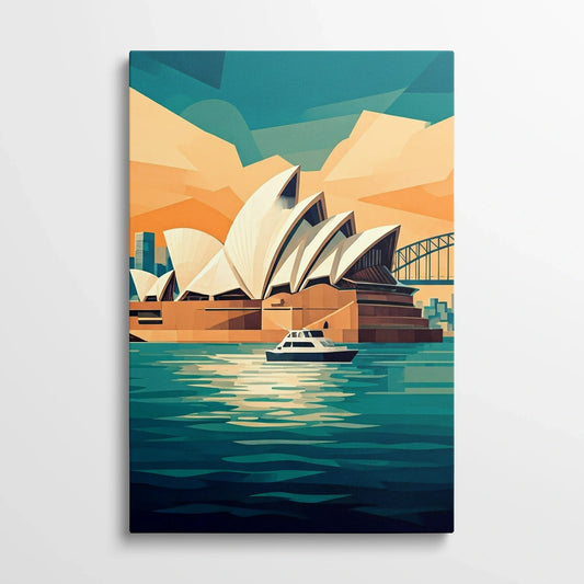 Tablou Modern - Opera Din Sydney în Stil Geometric - vedere din fata