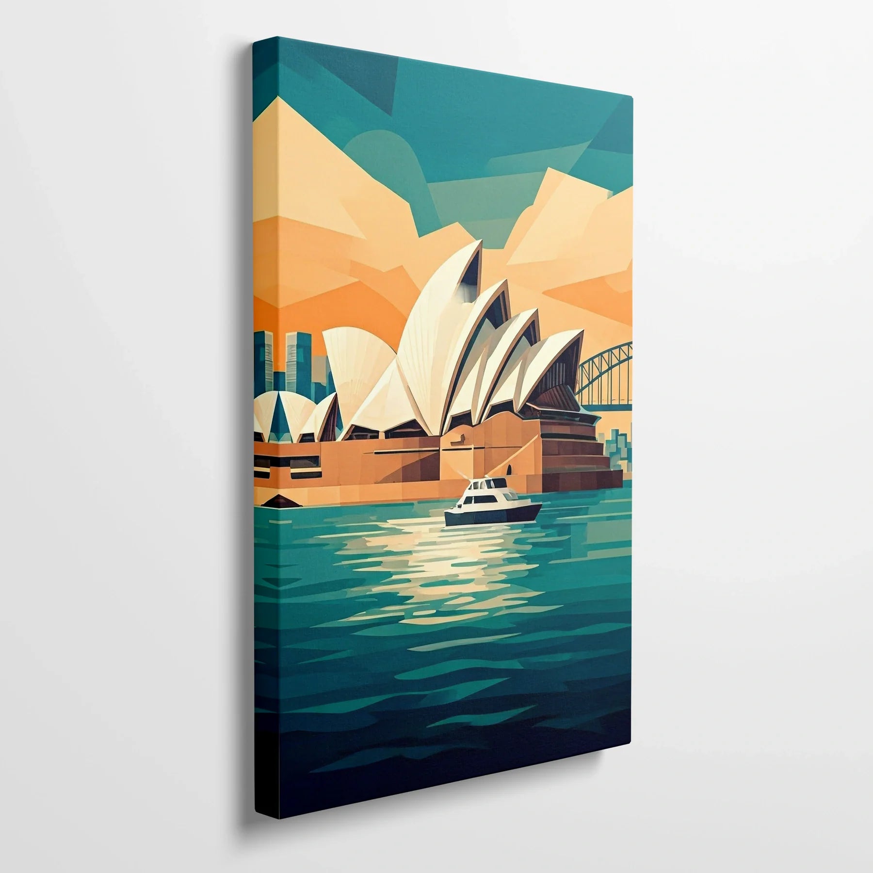 Tablou Modern - Opera Din Sydney în Stil Geometric - vedere din lateral