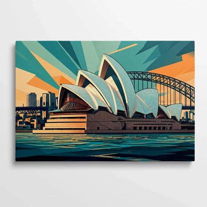 Tablou Modern - Opera Din Sydney în Stil Cubist - vedere din fata