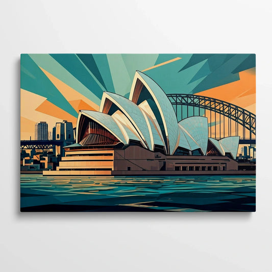 Tablou Modern - Opera Din Sydney în Stil Cubist - vedere din fata