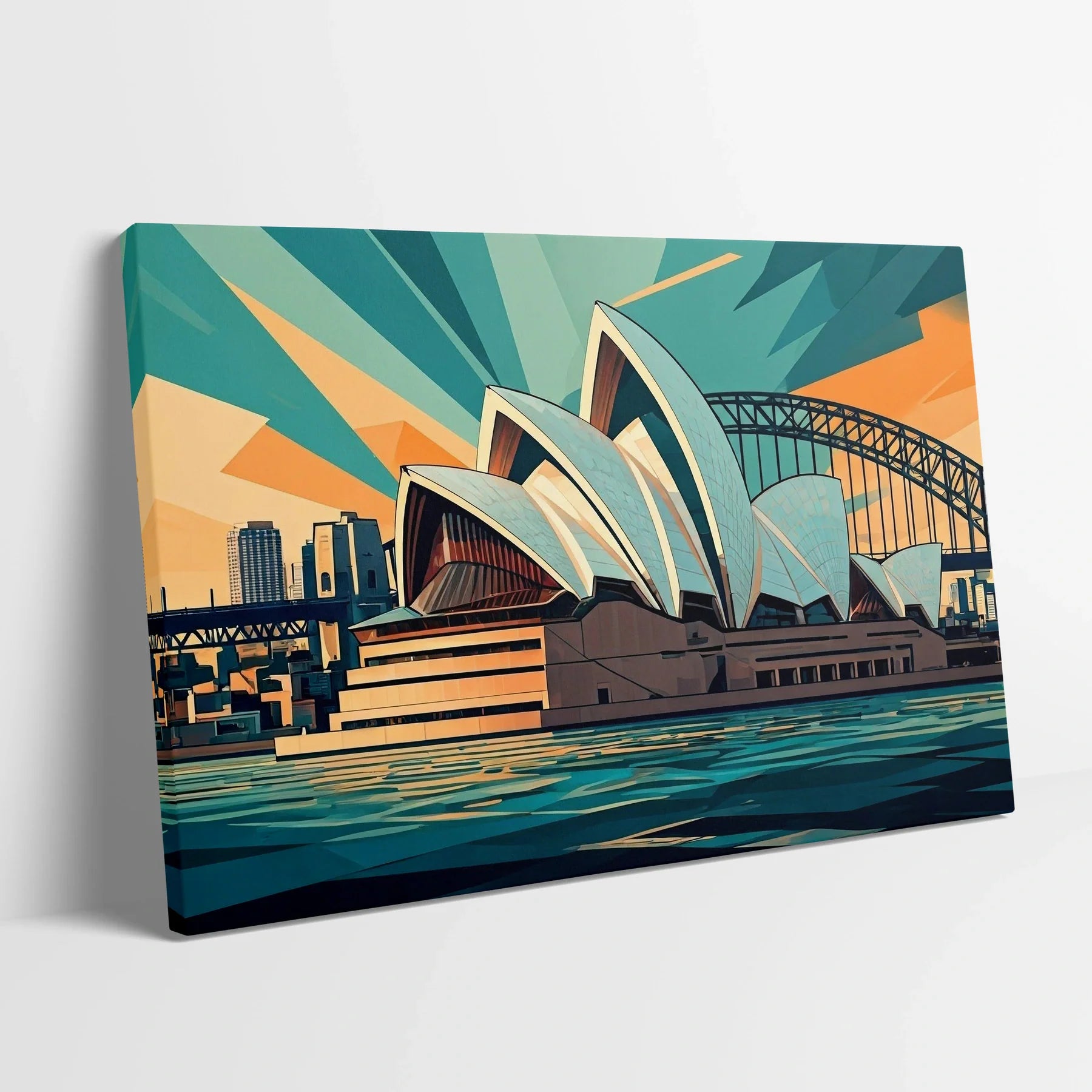 Tablou Modern - Opera Din Sydney în Stil Cubist - vedere din lateral sprijinit perete