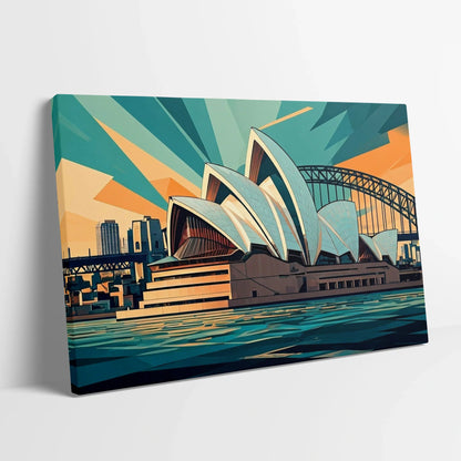Tablou Modern - Opera Din Sydney în Stil Cubist - vedere din lateral sprijinit perete