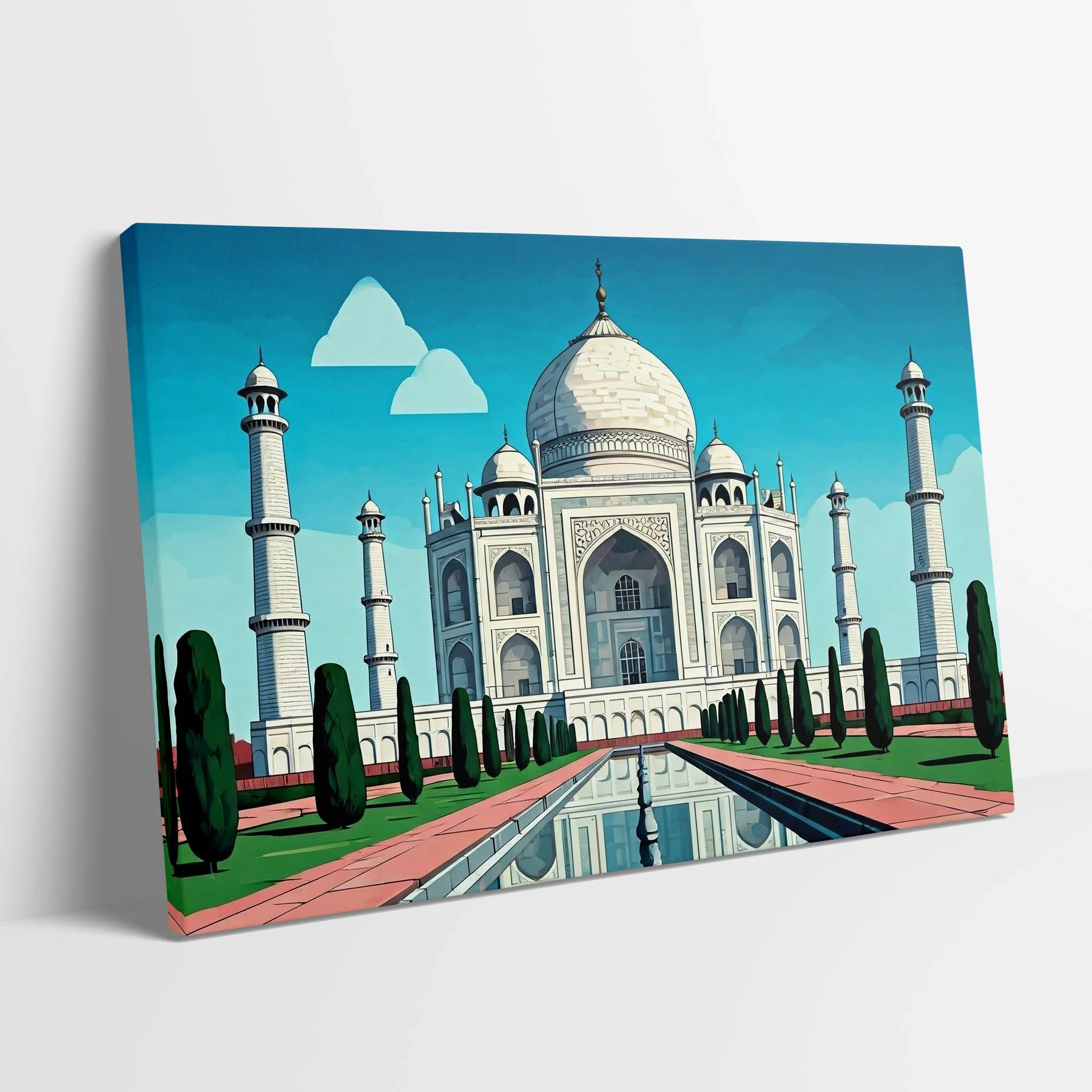 Tablou Modern - Portret Geometric Al Taj Mahal 2 - vedere din lateral sprijinit perete