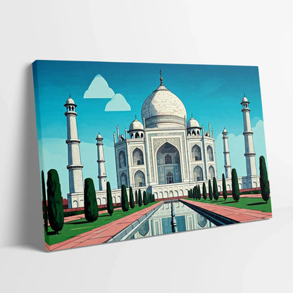 Tablou Modern - Portret Geometric Al Taj Mahal 2 - vedere din lateral sprijinit perete