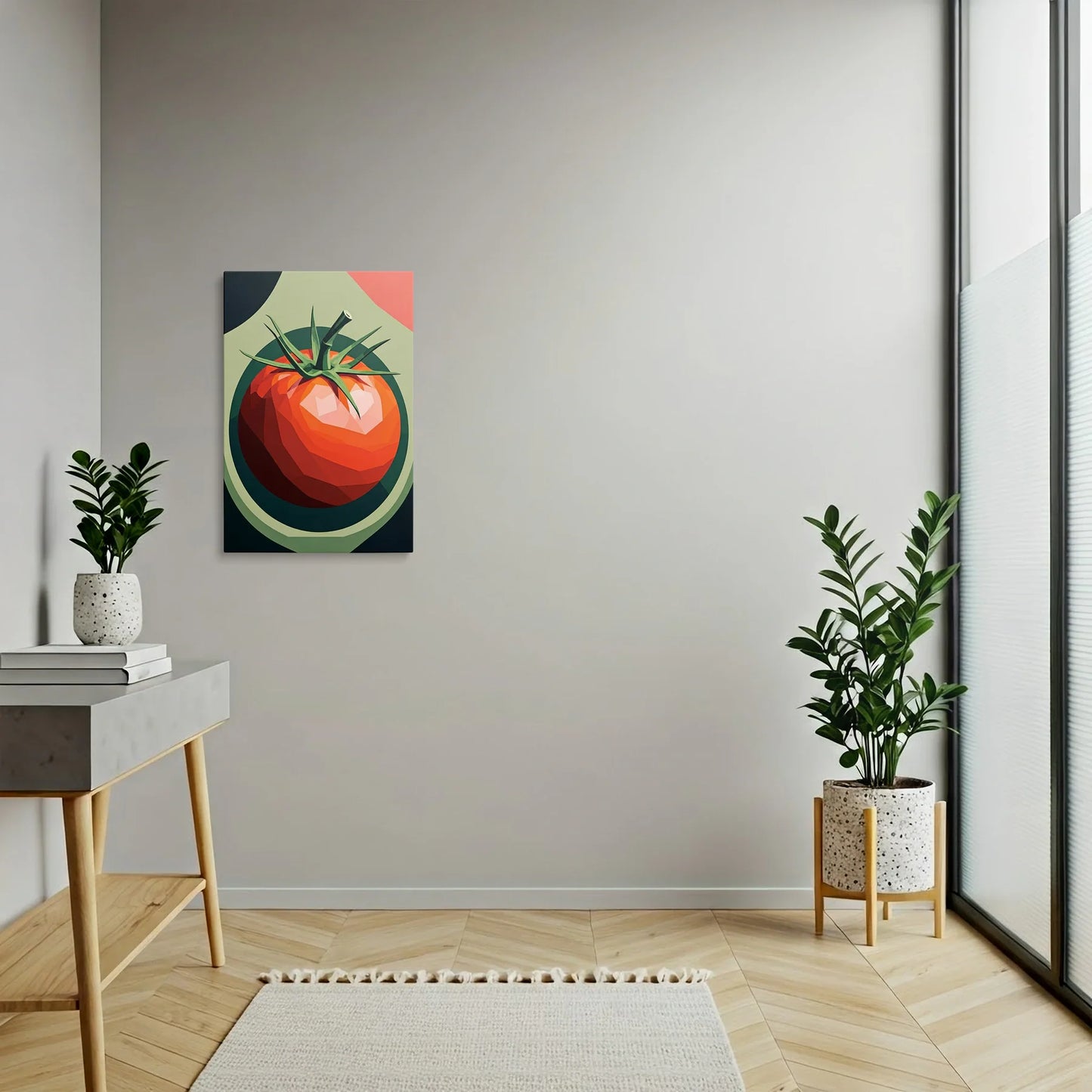 Tablou Modern - Portret Geometric de Roșie - vedere hol