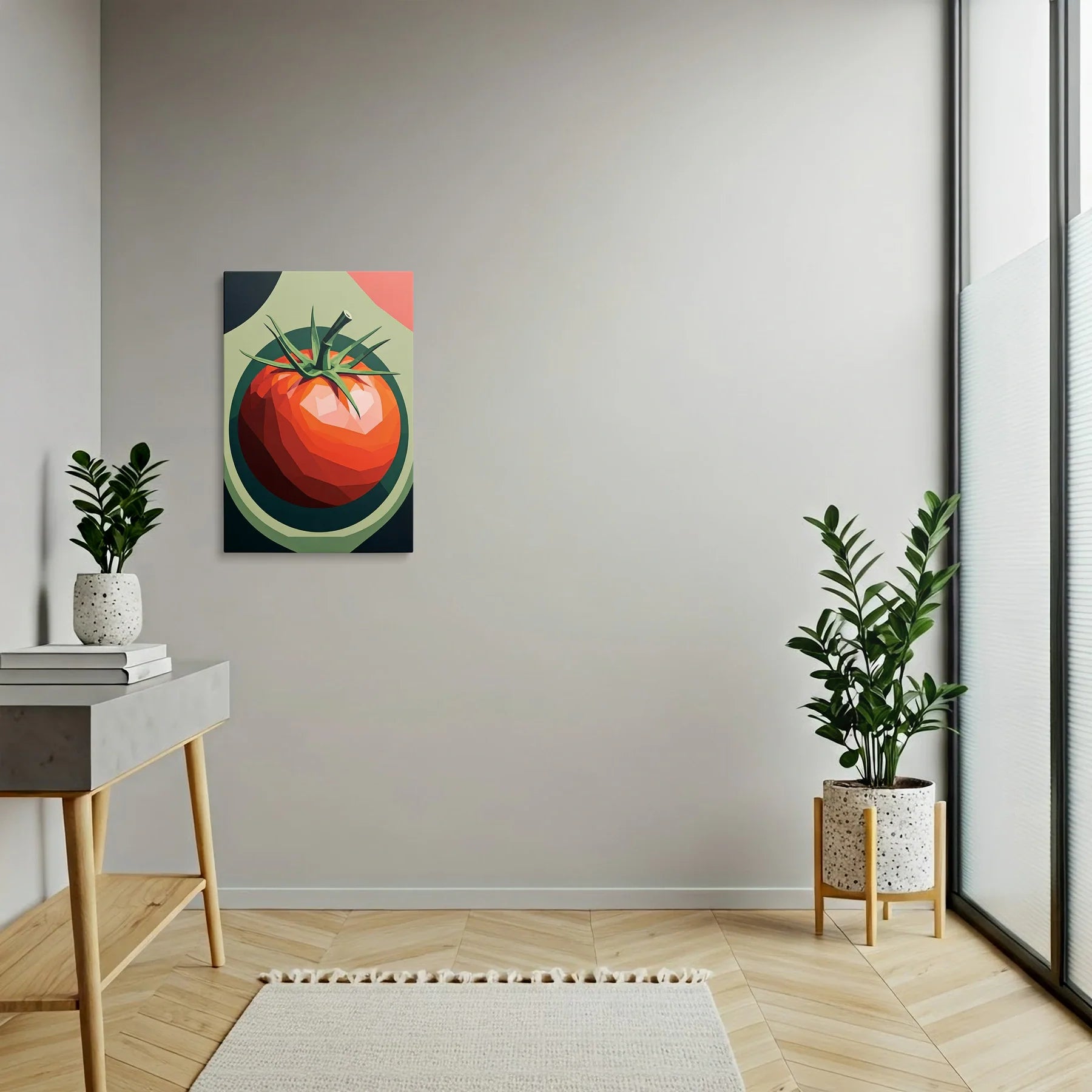 Tablou Modern - Portret Geometric de Roșie - vedere hol