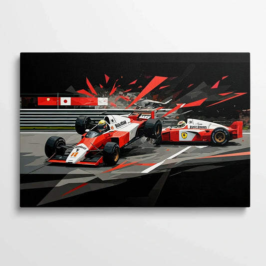 Tablou Modern - Coliziune Iconică în Formula 1
